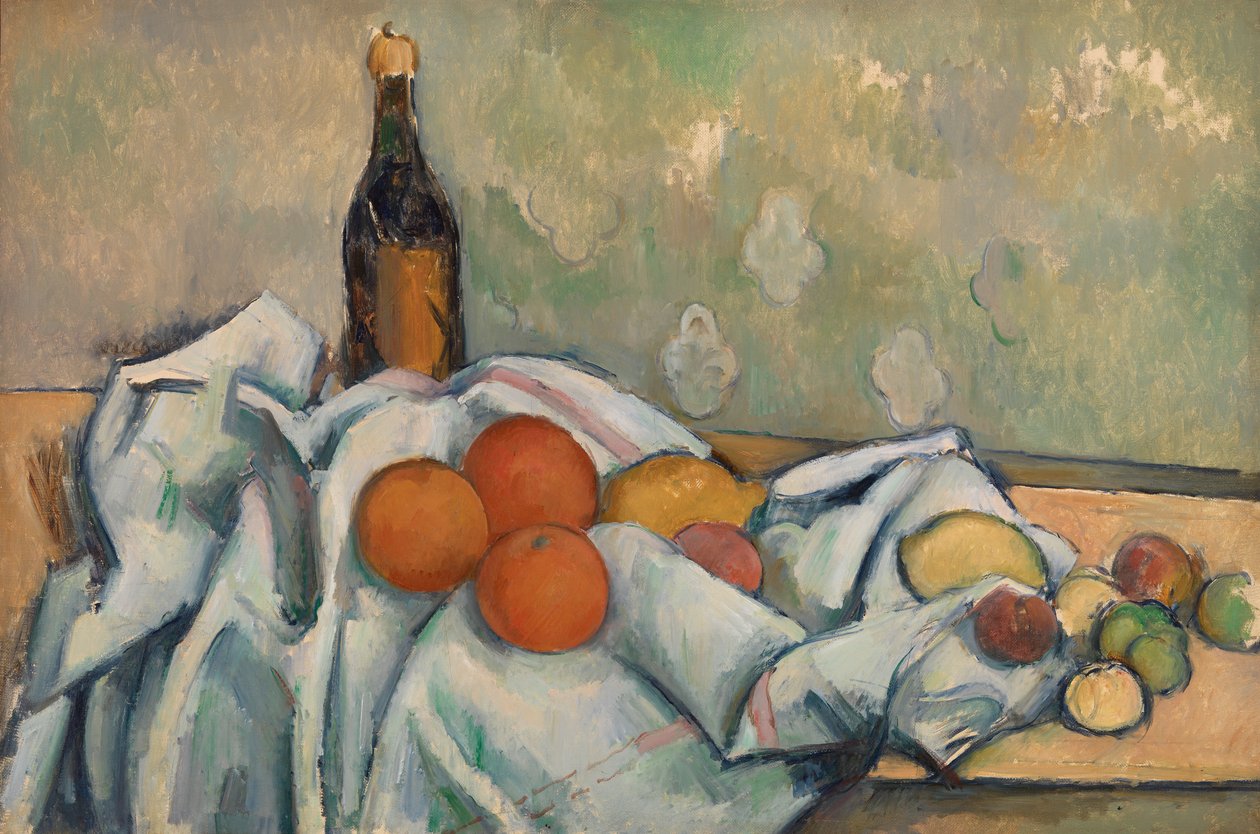 Láhev a ovoce, c.1890 od Paul Cézanne