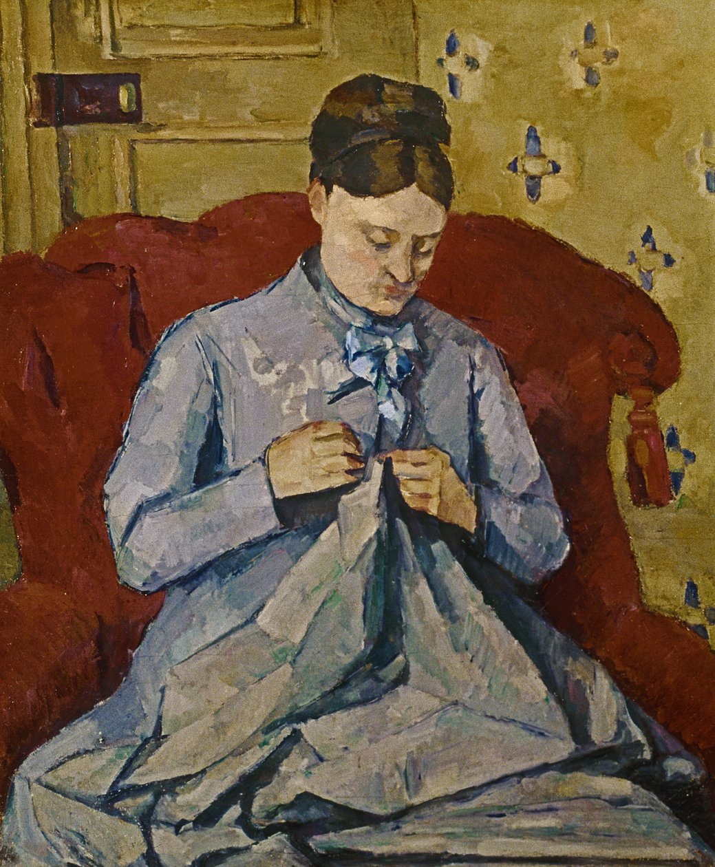 Madame Cezanne šicí od Paul Cézanne