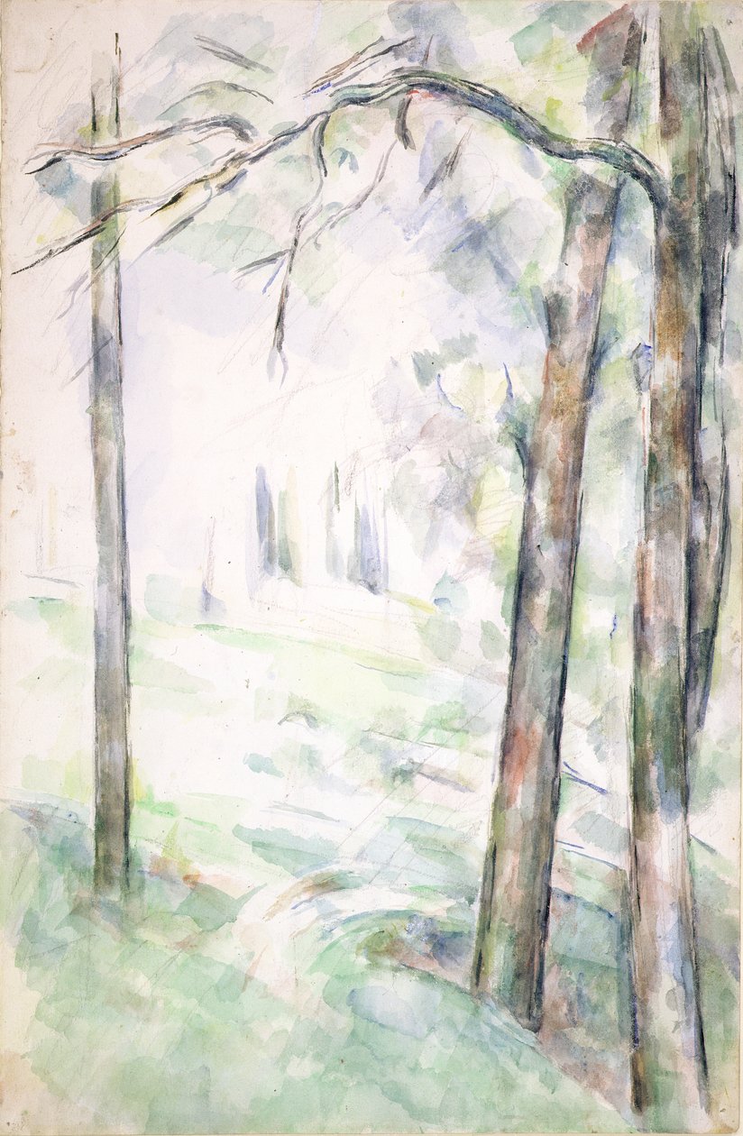 PD.6-1966r The Woods, Aix-en-Provence, kolem 1890 (wc a křída) od Paul Cézanne
