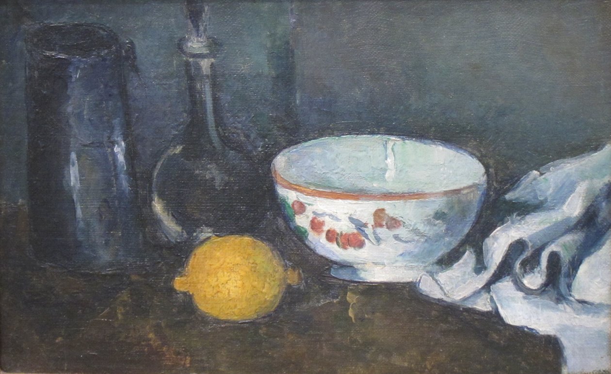 Zátiší v modrém s citronem od Paul Cézanne