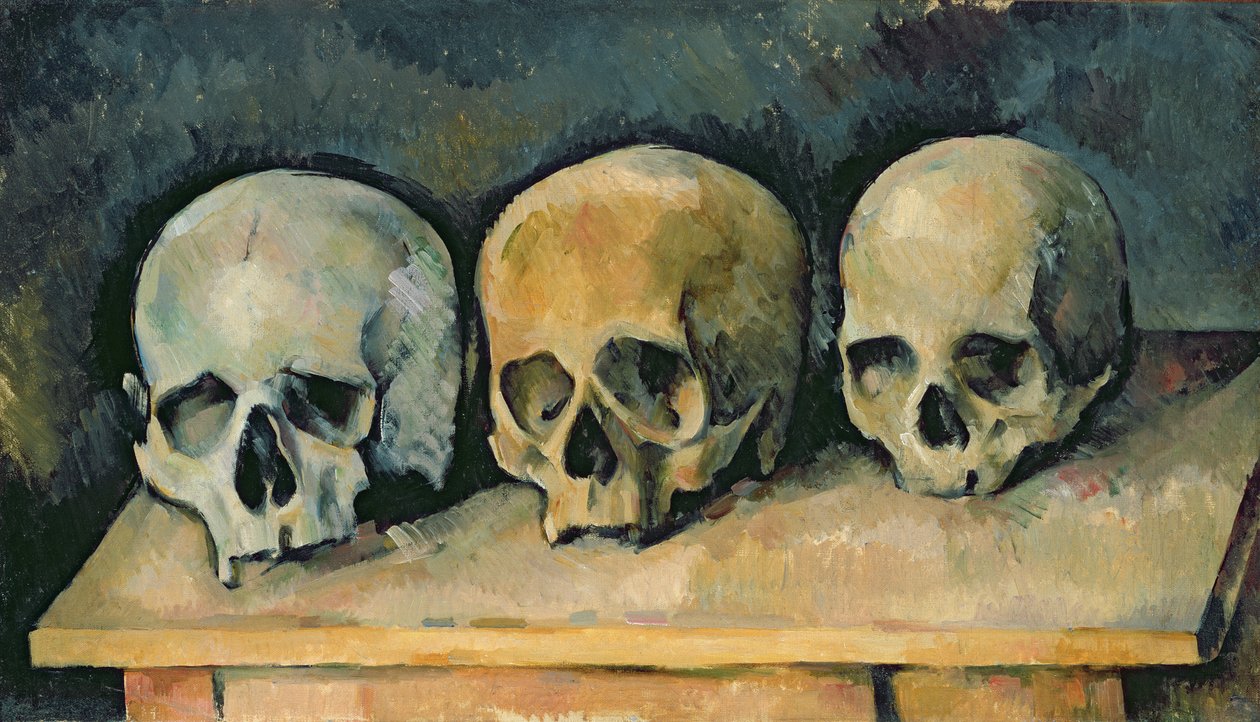 Tři lebky, kolem roku 1900 od Paul Cézanne