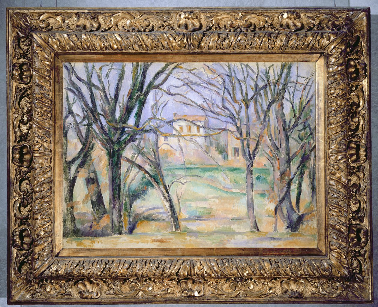 Stromy a domy, 1885-86 (viz také 393802) od Paul Cézanne