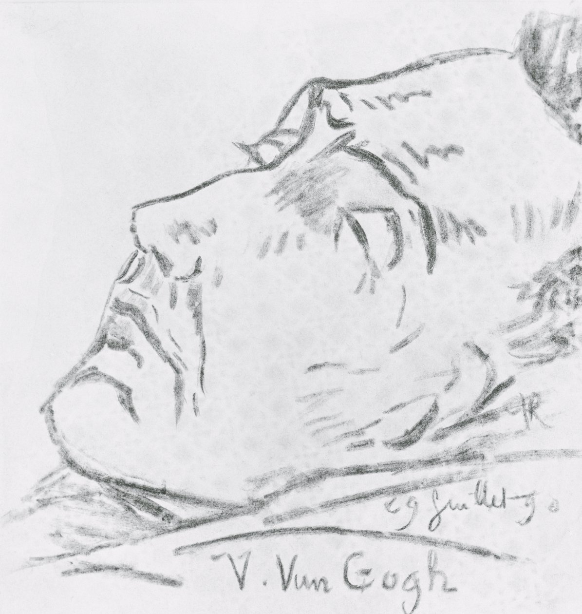Portrét Vincenta Van Gogha (1853-90) na smrtelné posteli, 29. července 1890 (uhl na papíře) od Paul Gachet