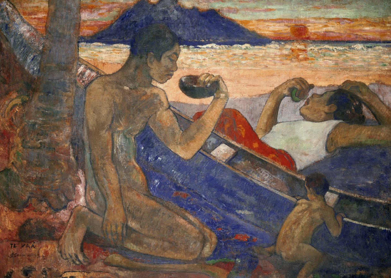 Kanoe (Tahitská rodina), 1896 od Paul Gauguin