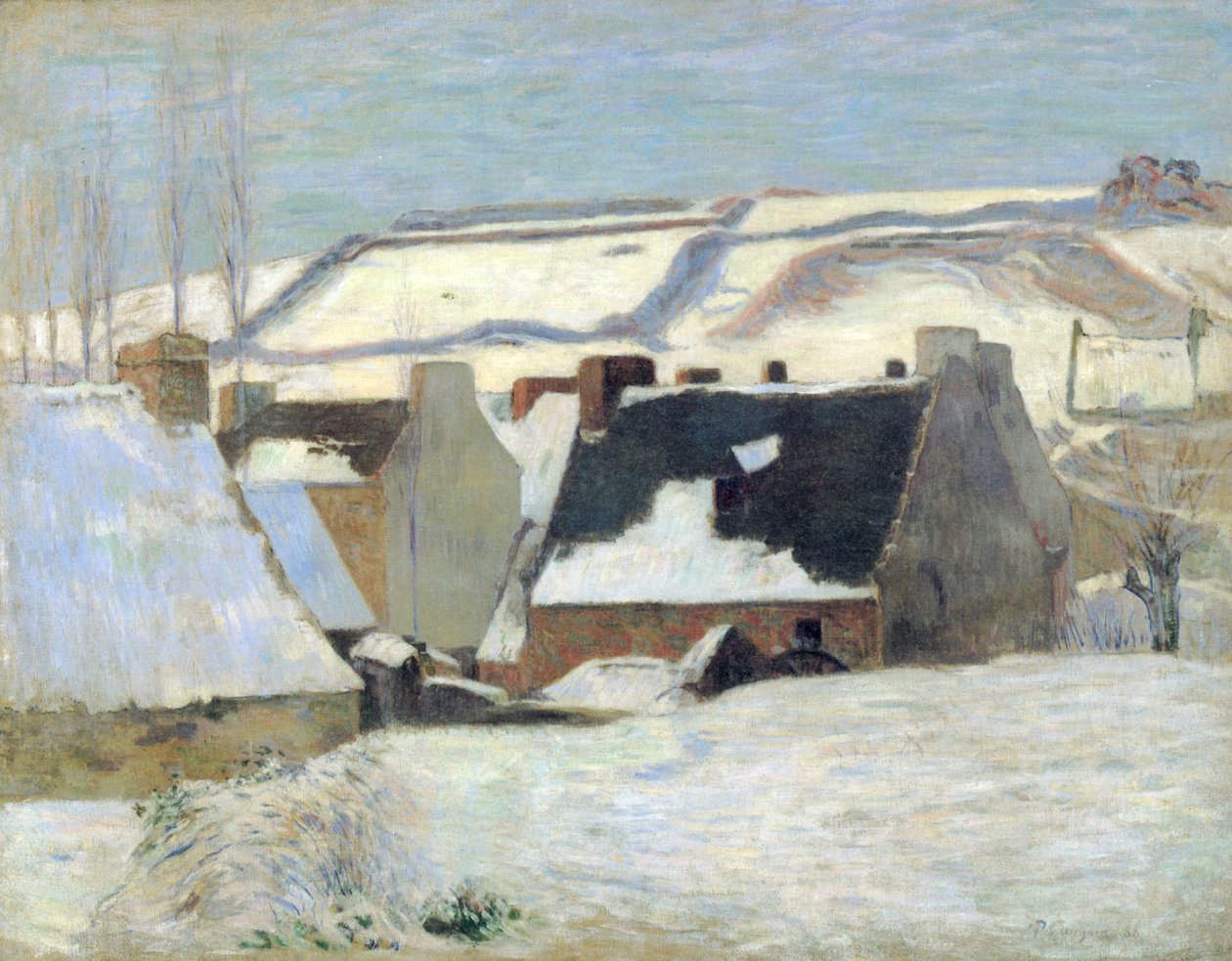 Bretonská vesnice na sněhu od Paul Gauguin