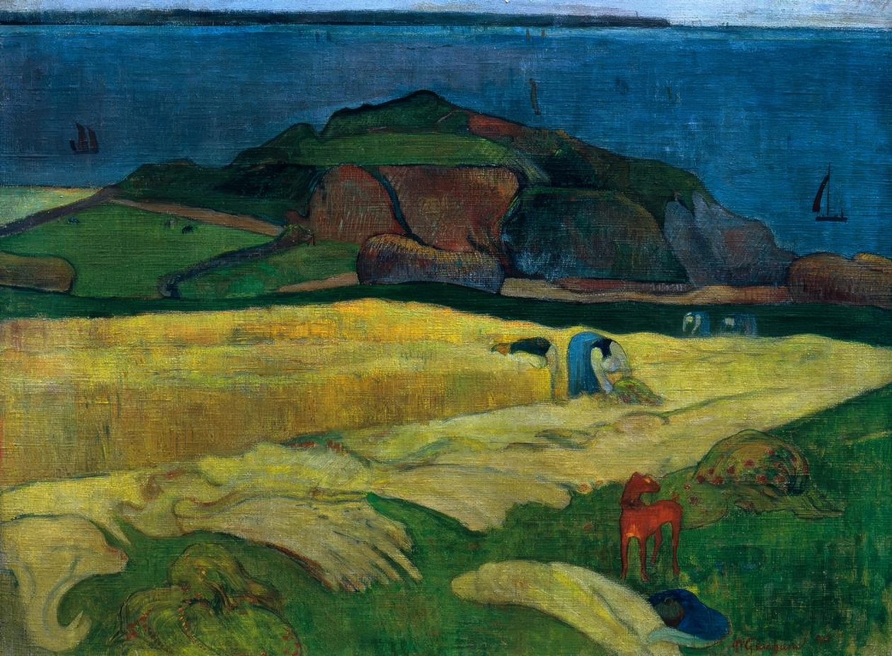 Sklizeň u moře: Le Pouldu od Paul Gauguin