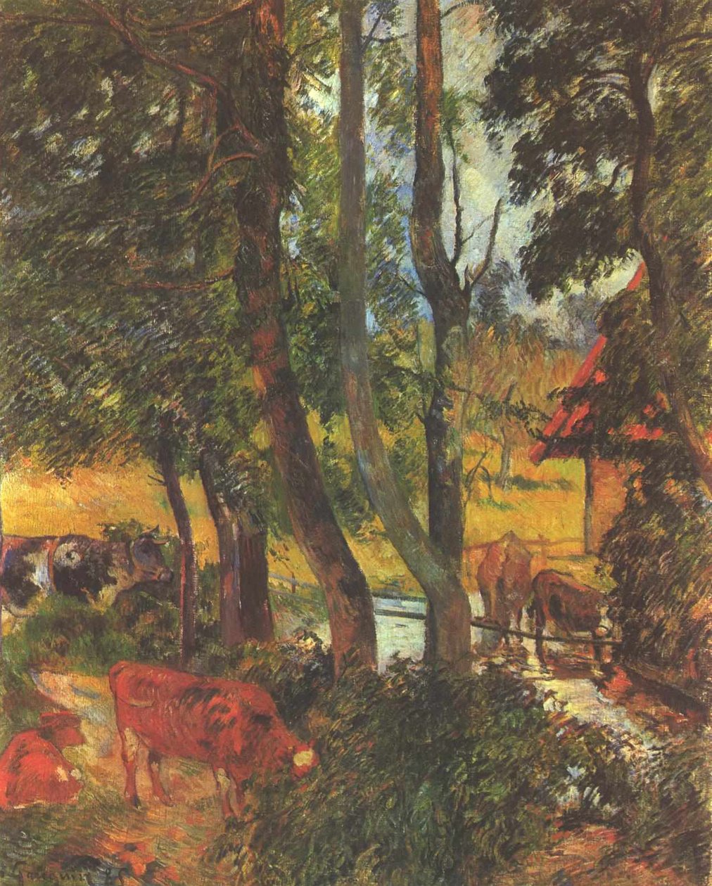 Krávy v místě pití od Paul Gauguin