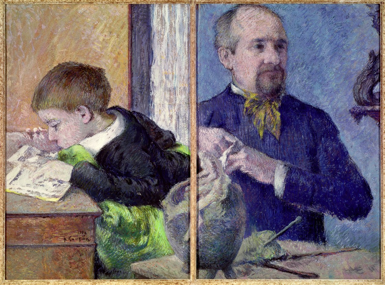 Portrét Jean Paul Aube (1837-1916) a jeho syna (pastel) od Paul Gauguin