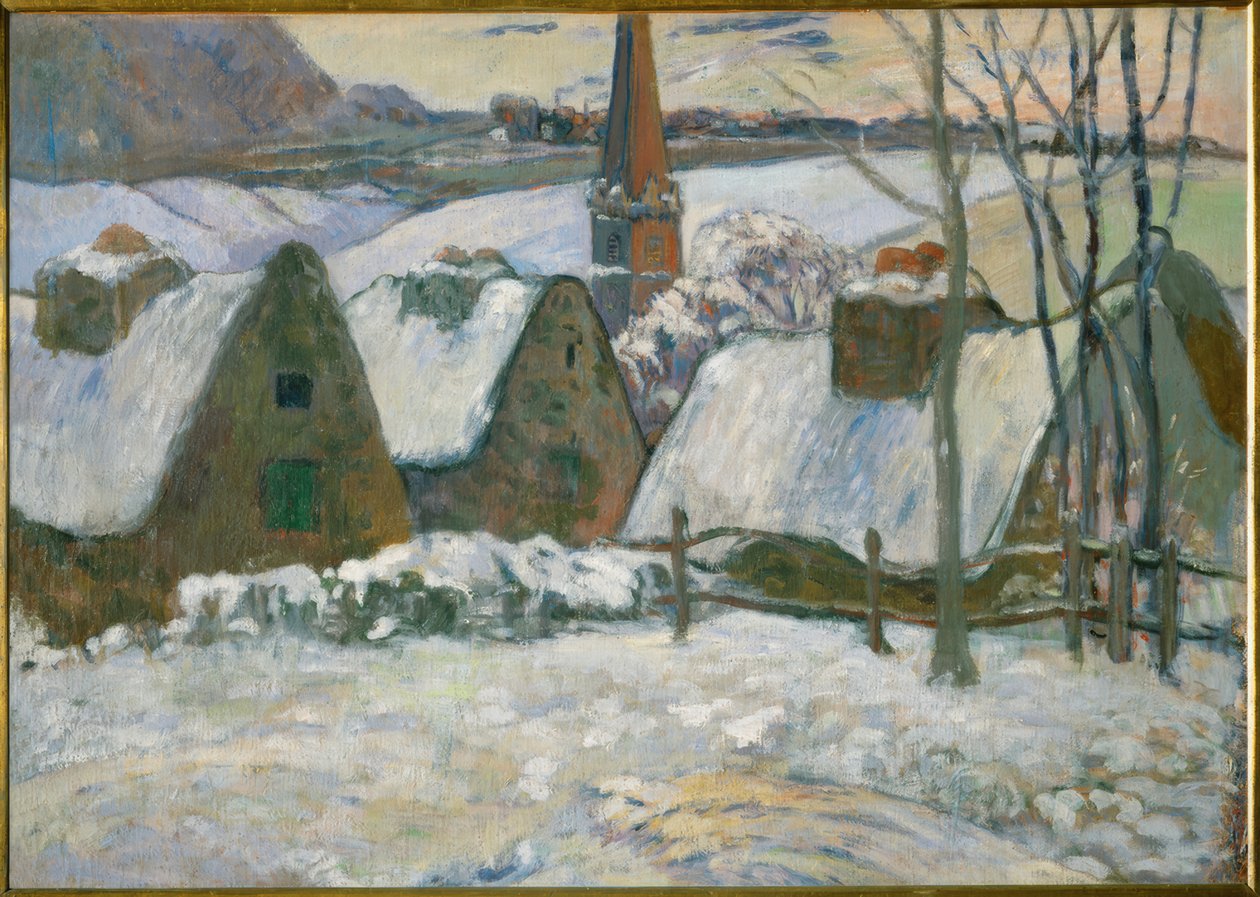 Bretonská vesnice pod sněhem od Paul Gauguin
