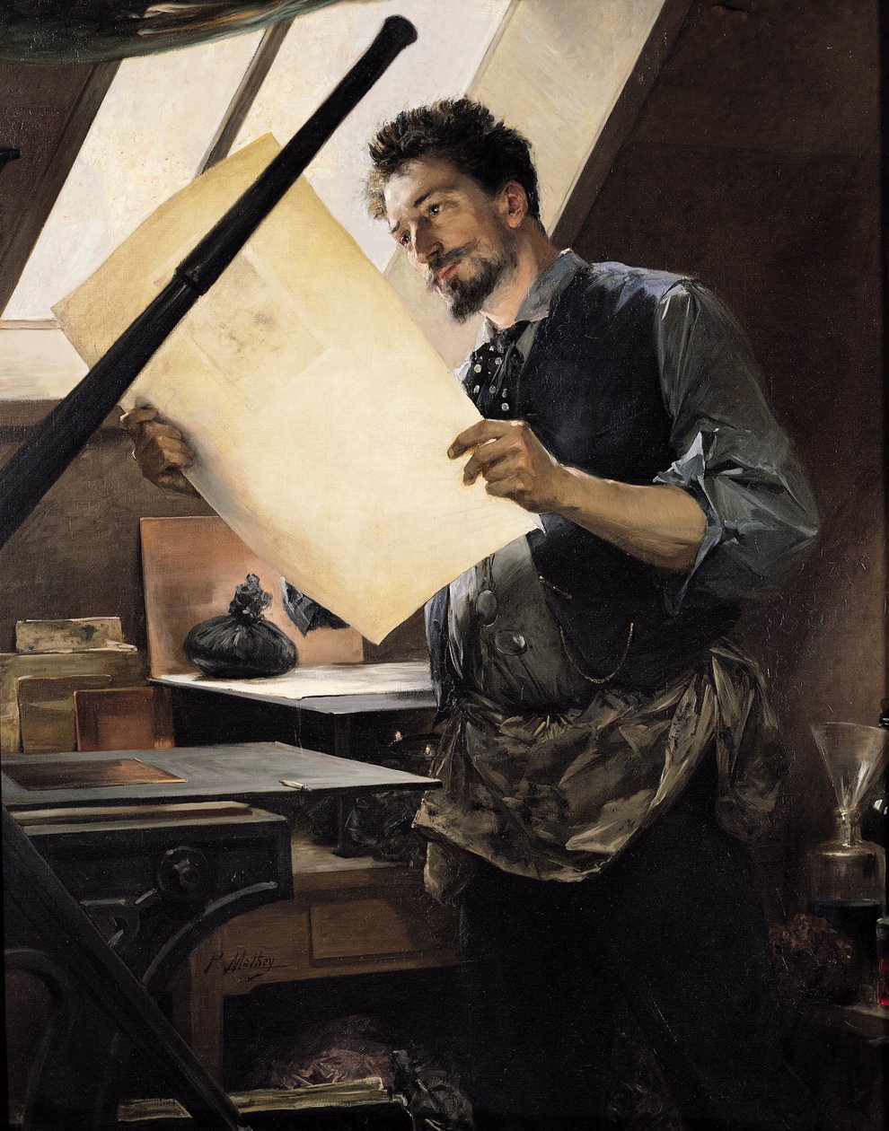 Felicien Rops (1833-98) ve svém ateliéru od Paul Mathey