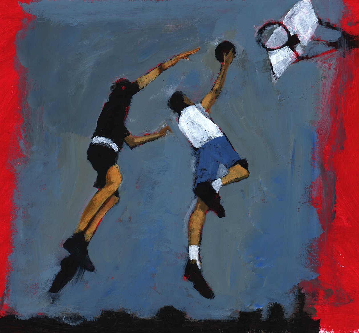 Basketbalisté, 2009 (akryl na palubě) od Paul Powis