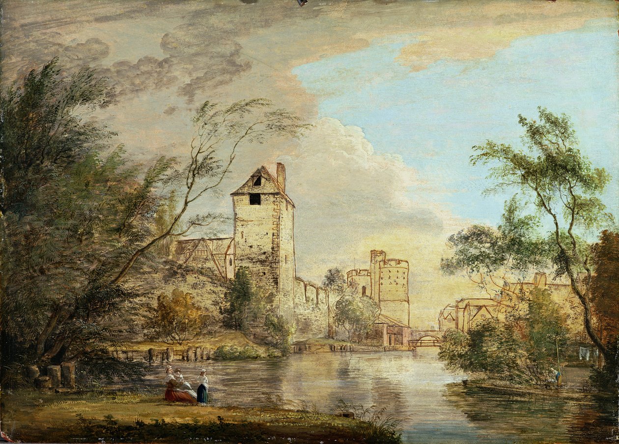 Nedokončený pohled na West Gate, Canterbury, kolem 1790-1800 (pero, hnědý inkoust a olej na papíře) od Paul Sandby