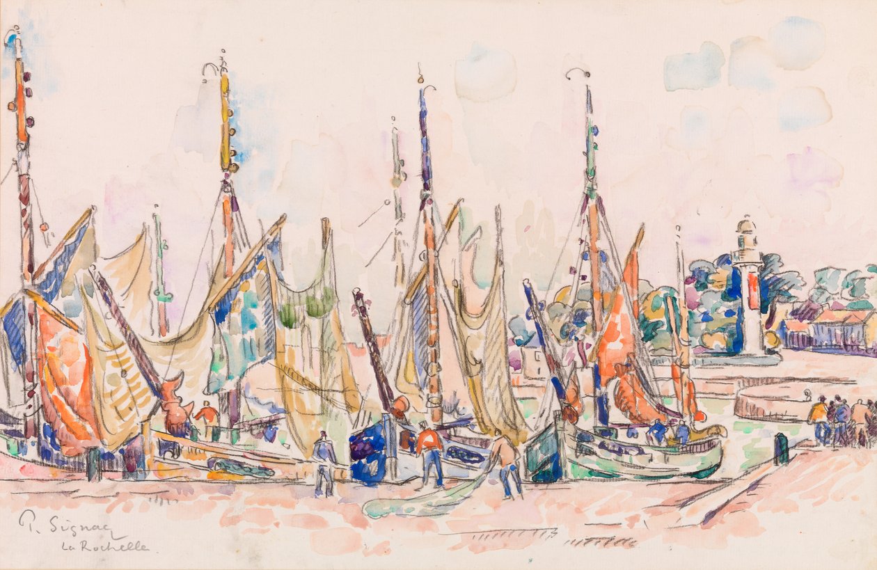 La Rochelle: Lodě (wc na papíře) od Paul Signac