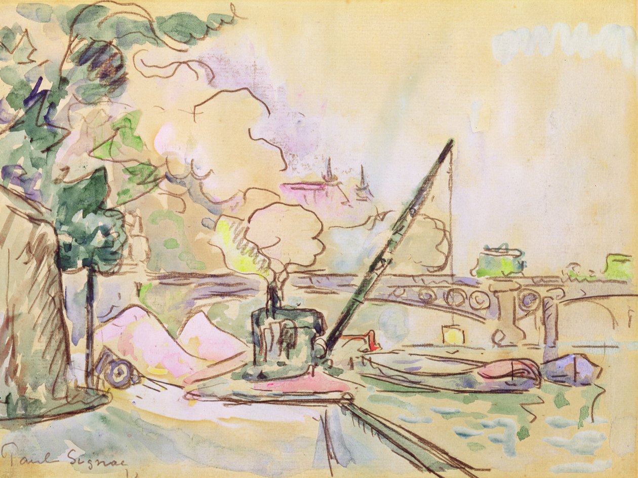 Pont du Louvre, 1928 (akvarel na papíře) od Paul Signac