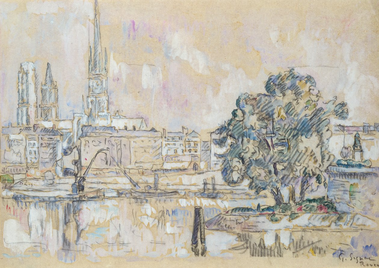 Katedrála v Rouen (uhlí a wc na papíře) od Paul Signac