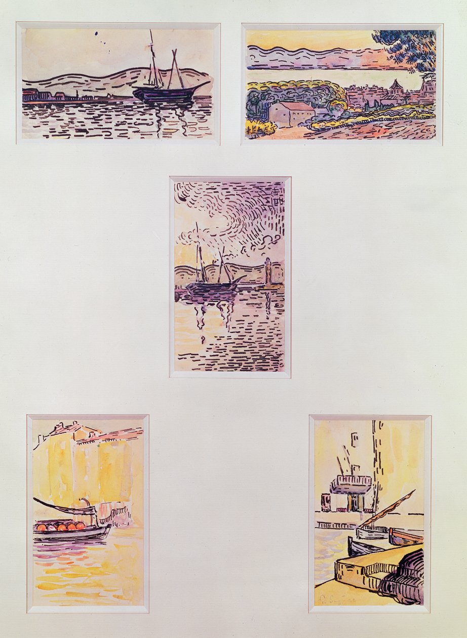 Saint Tropez (pět akvarelů), kolem roku 1900 (akvarel na papíře) od Paul Signac