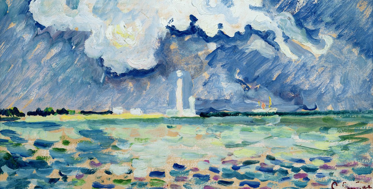 Maják v Gatteville (olej na kartě) od Paul Signac