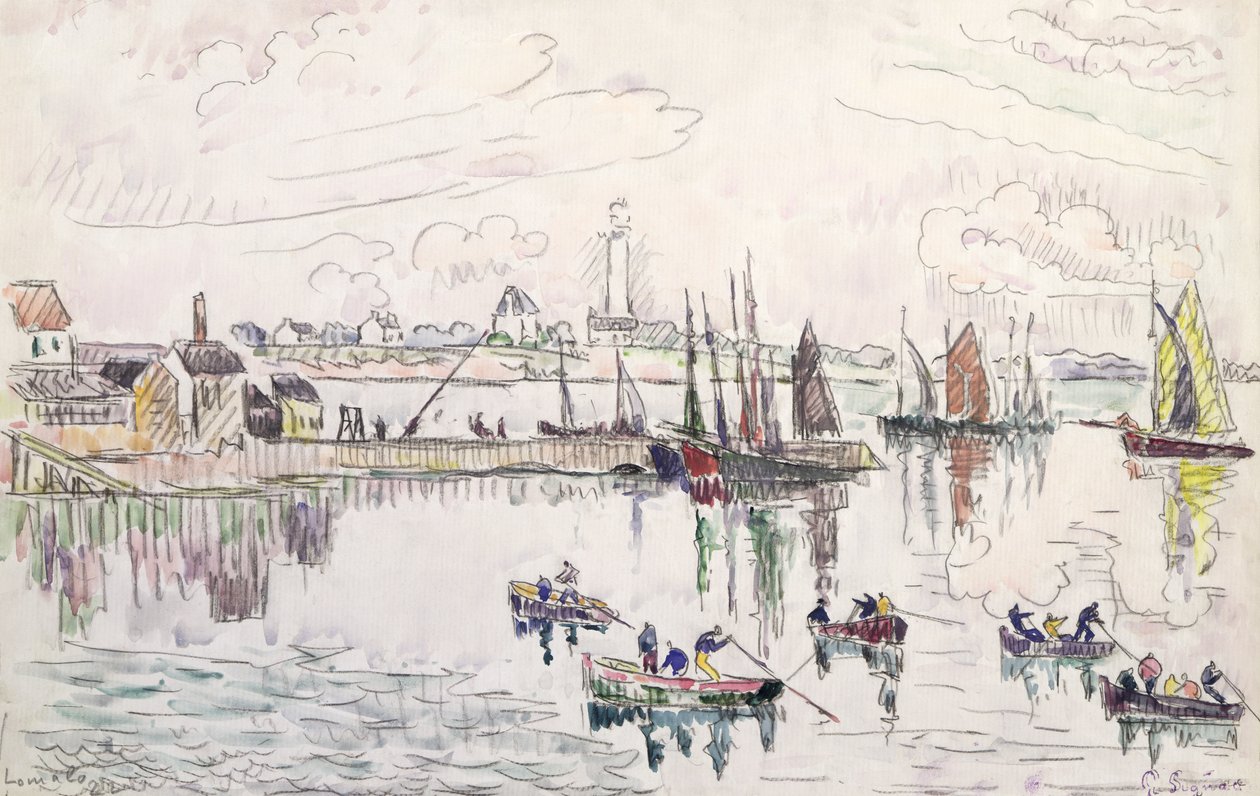 Přístav Lomalo, Bretaň, 1922 (wc a tužka na papíře) od Paul Signac