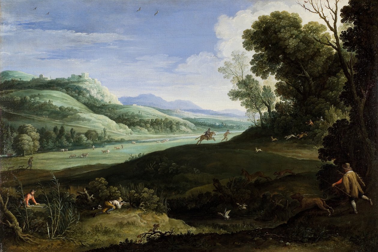 Krajina s lovci, 1619. od Paul Bril