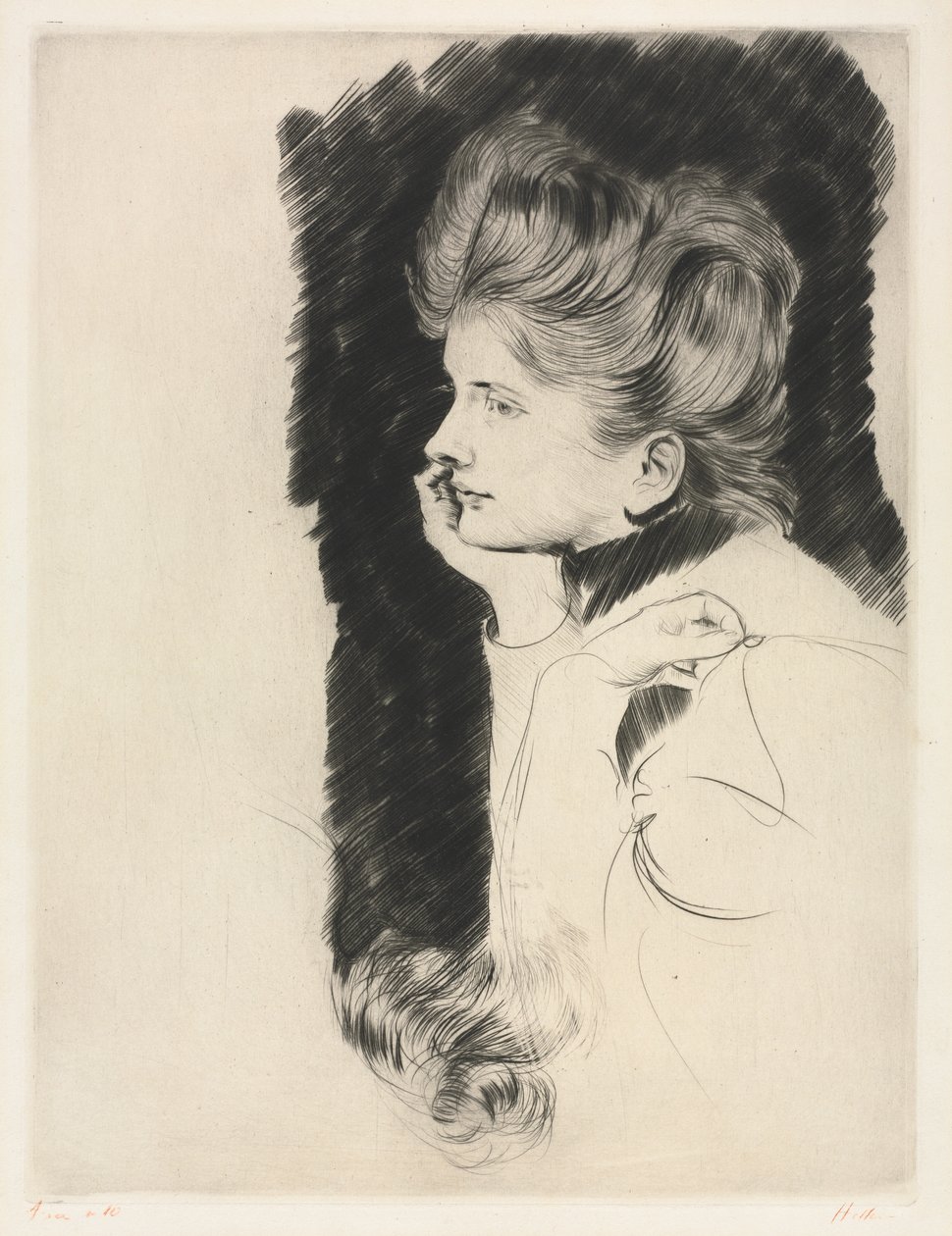Hlava ženy od Paul Cesar Helleu