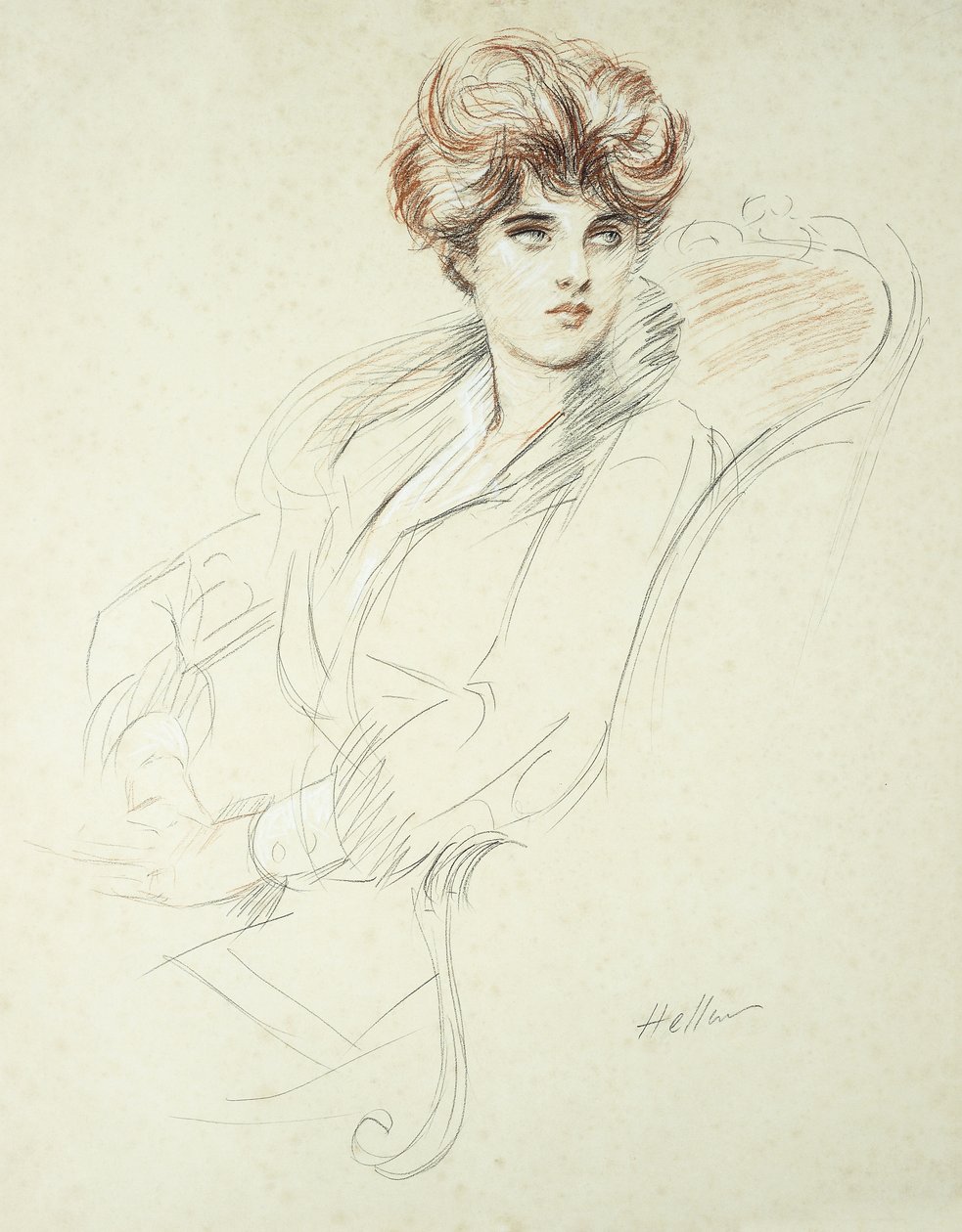 Portrét sedící dámy, od Paul Cesar Helleu