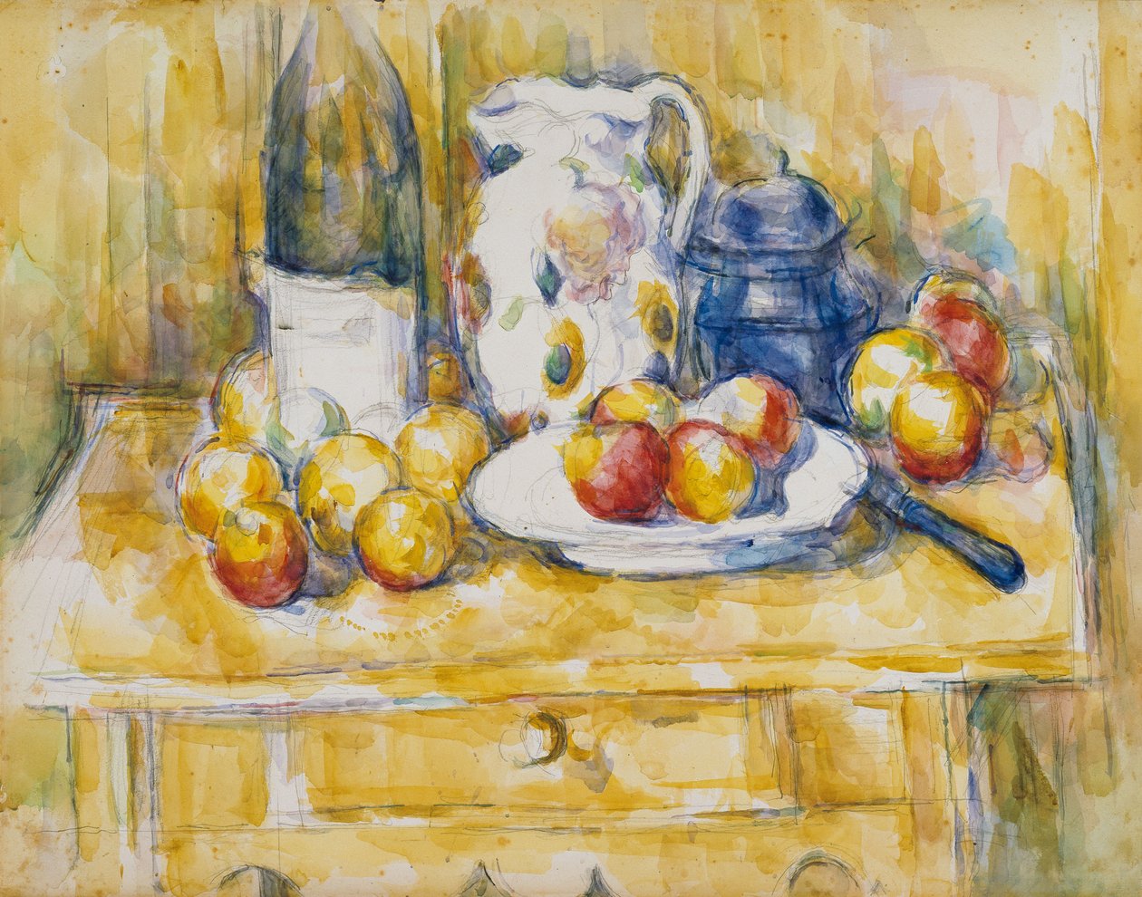 Zátiší s jablky na příborníku od Paul Cézanne