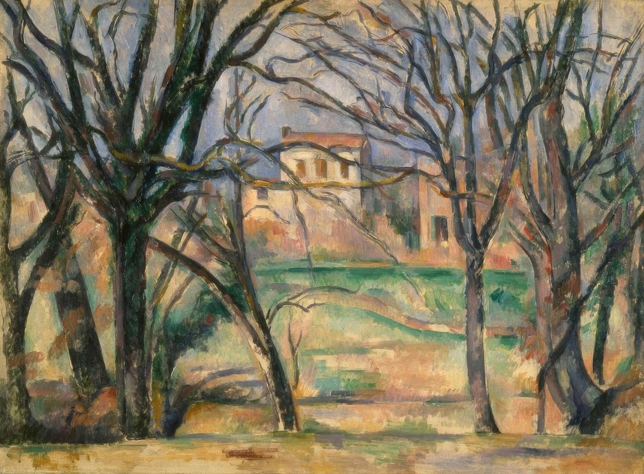 Stromy a domy od Paul Cézanne