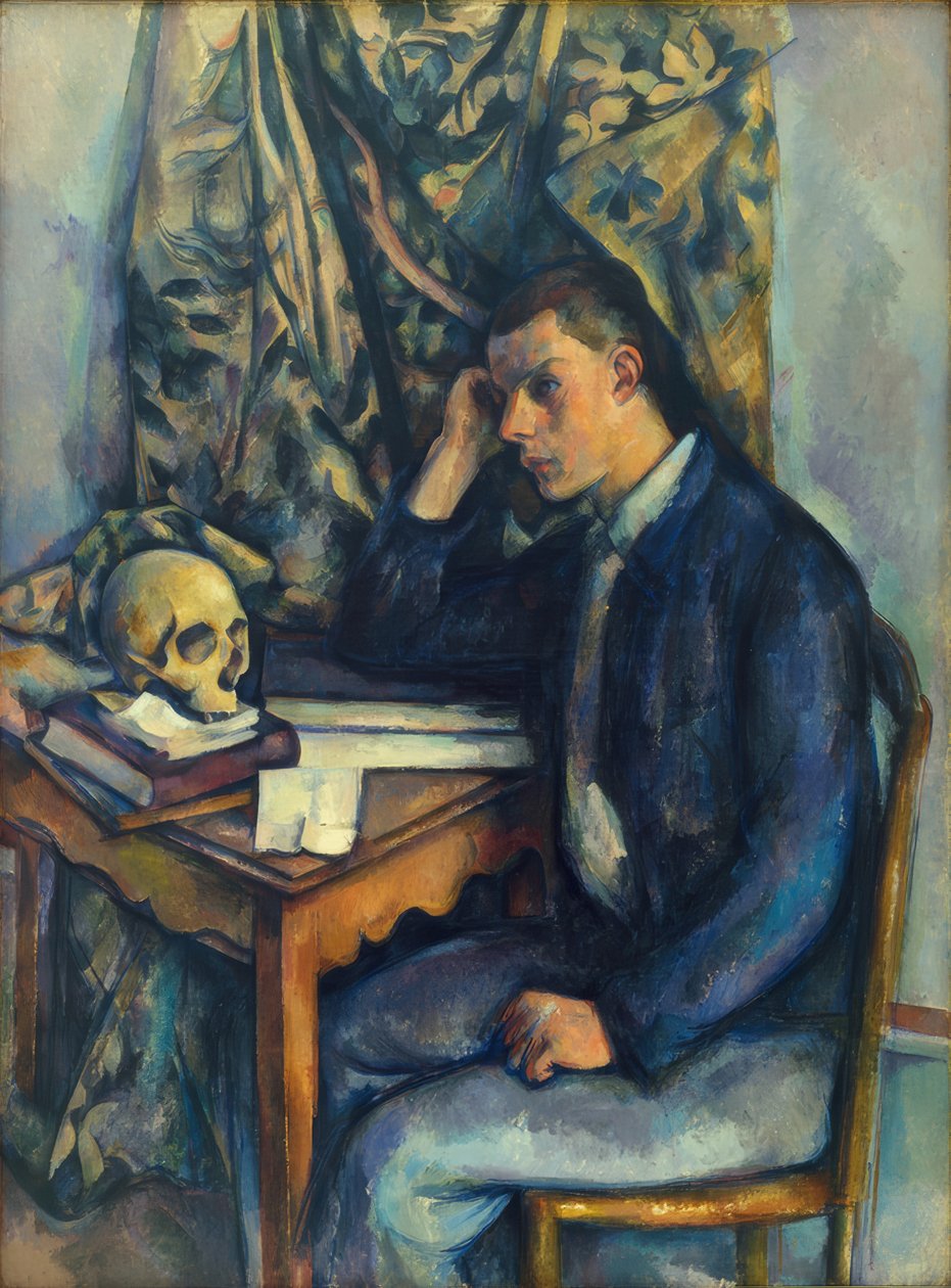 Mladý muž s lebkou od Paul Cézanne