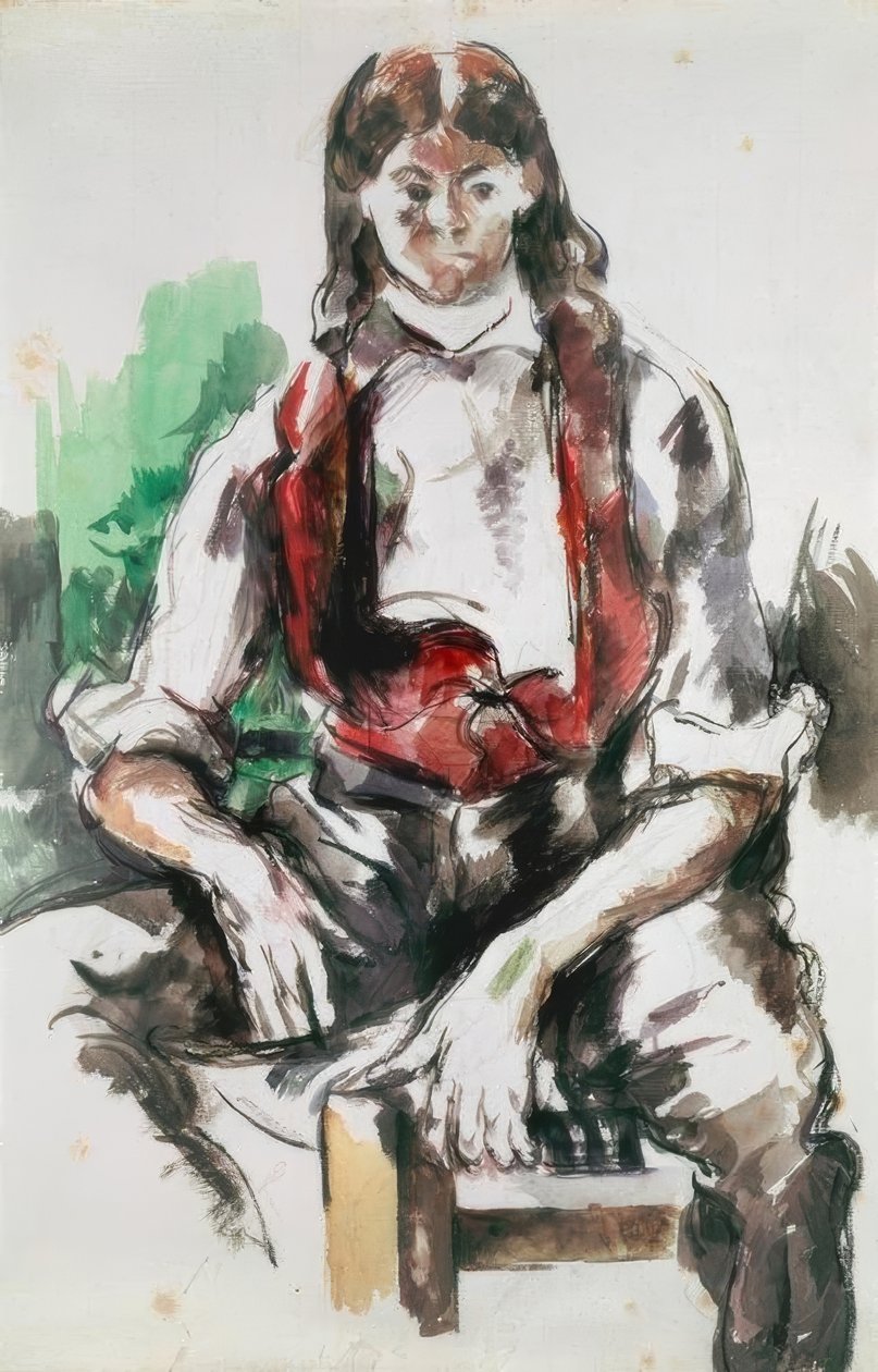 Chlapec v červené vestě od Paul Cézanne