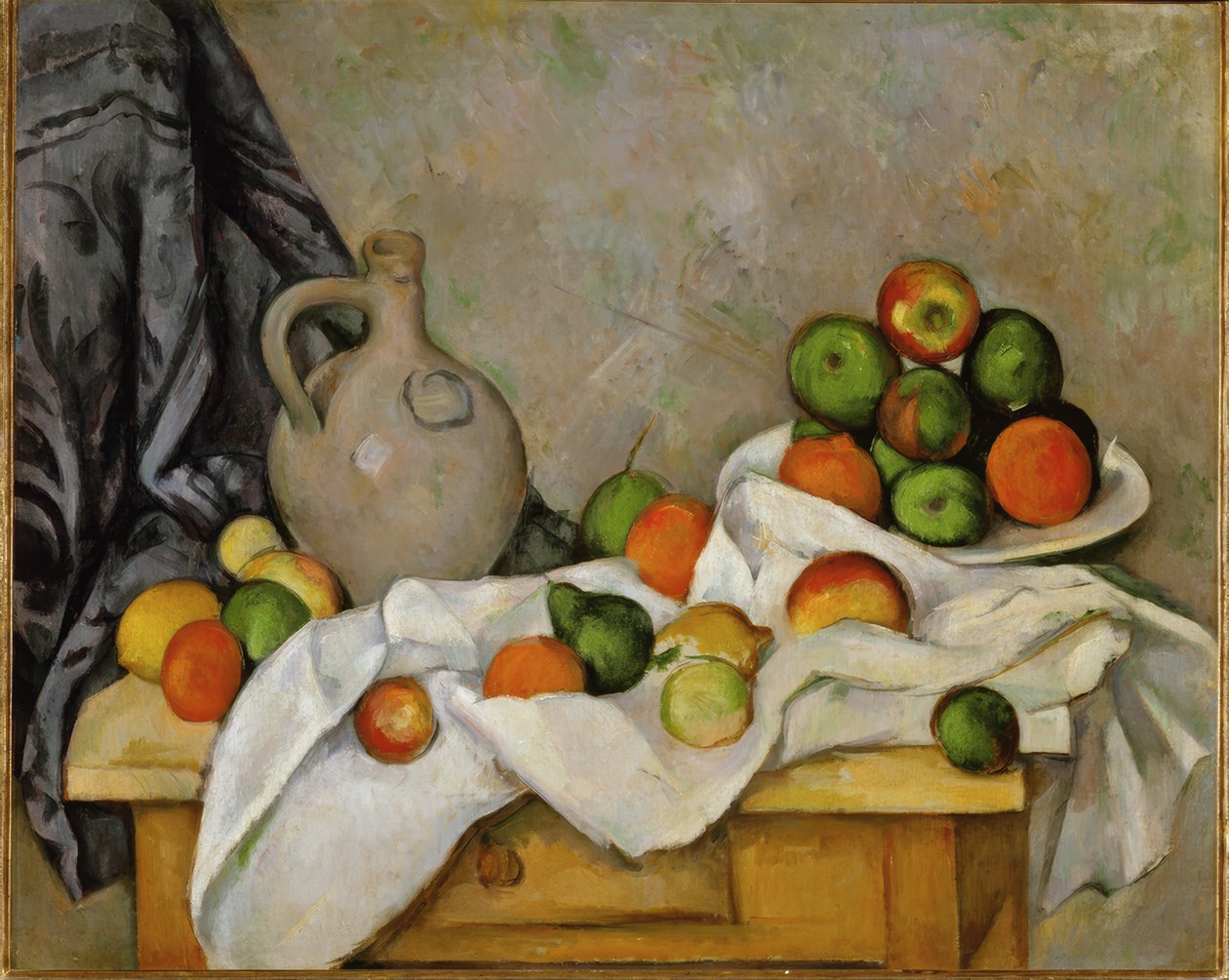 Závěs, džbán a miska na ovoce od Paul Cézanne