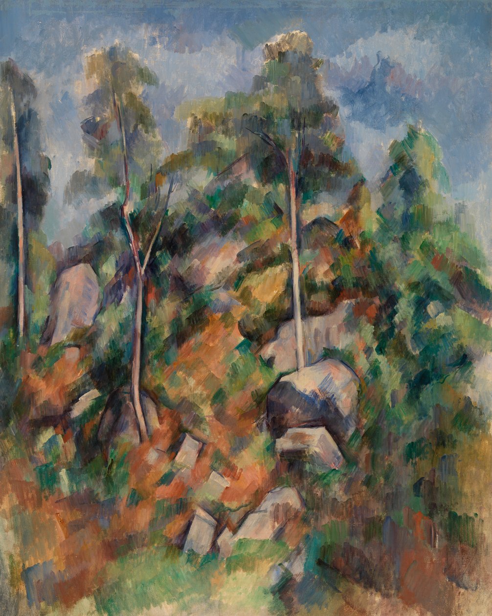 Skály a stromy od Paul Cézanne