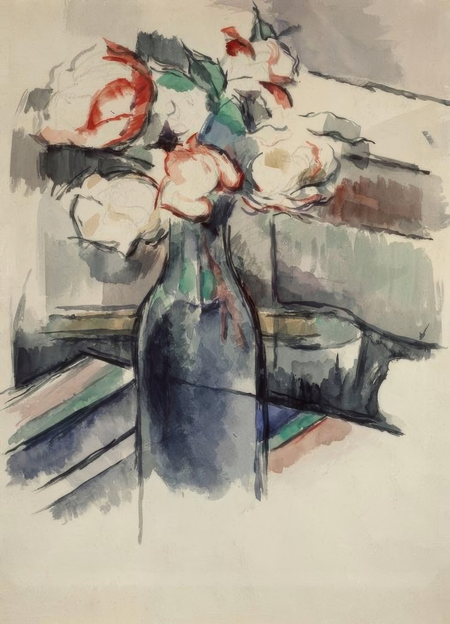 Růže v láhvi od Paul Cézanne
