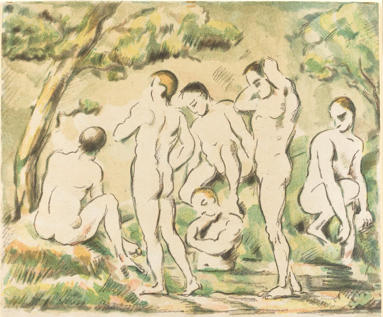 The Bathers (Small Talíř) od Paul Cézanne