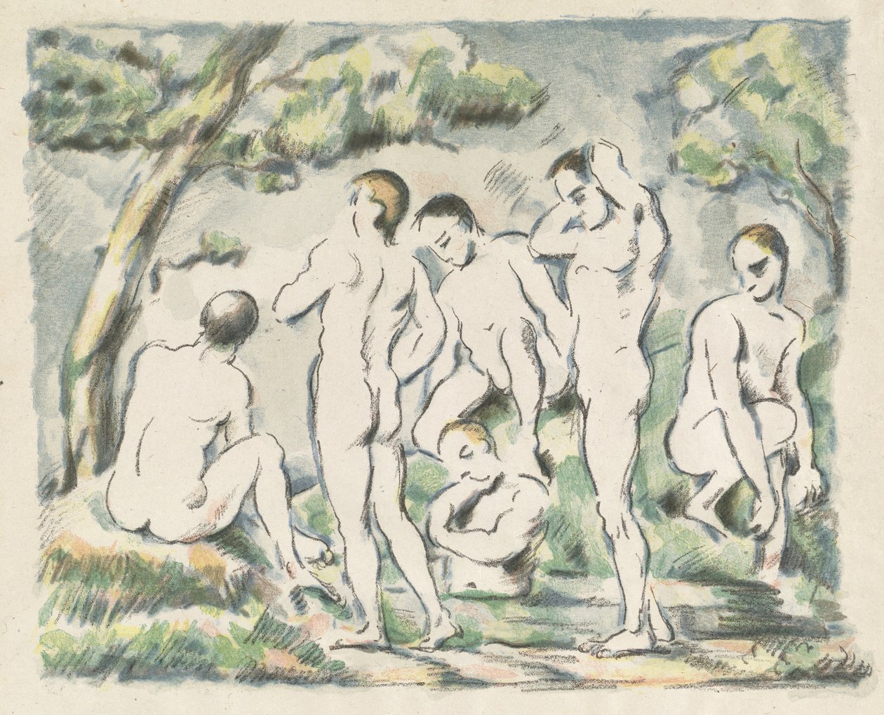 The Bathers (Small Talíř) od Paul Cézanne