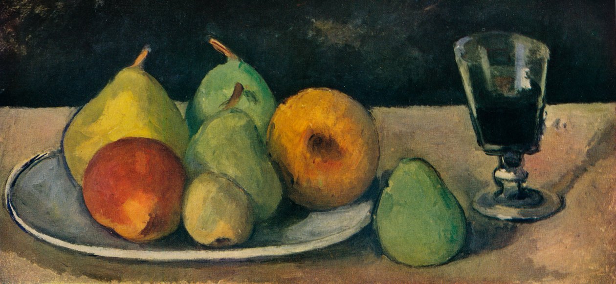 Sklo a hrušky, 1879-80 od Paul Cézanne