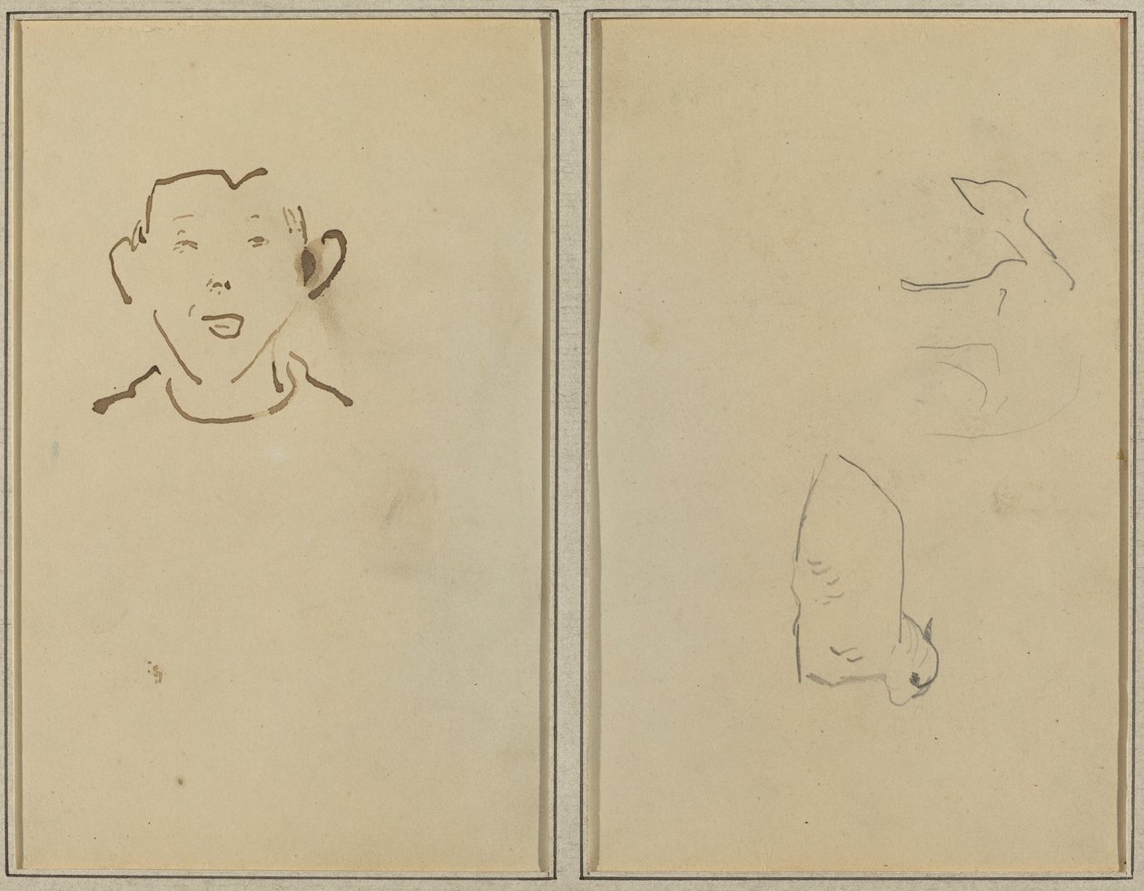 Chlapecká tvář; Dvě ovce [verso] od Paul Gauguin
