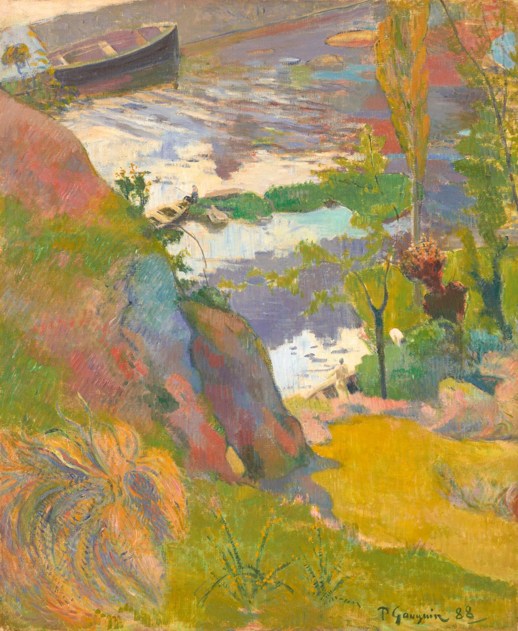 Rybář a koupající se na Avenu od Paul Gauguin
