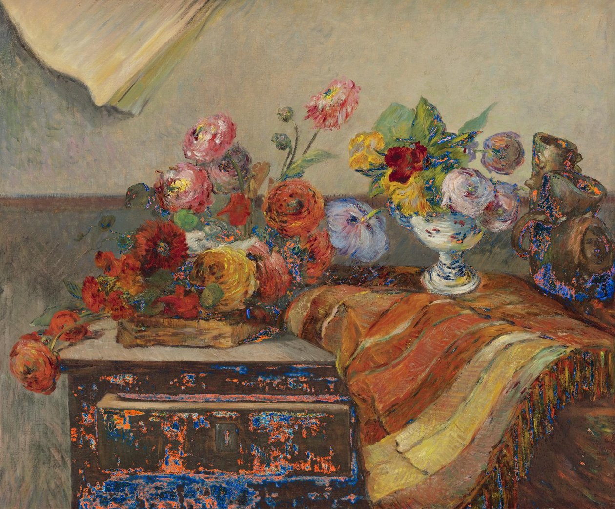 Francouzština: Kytice a keramika na komodě od Paul Gauguin