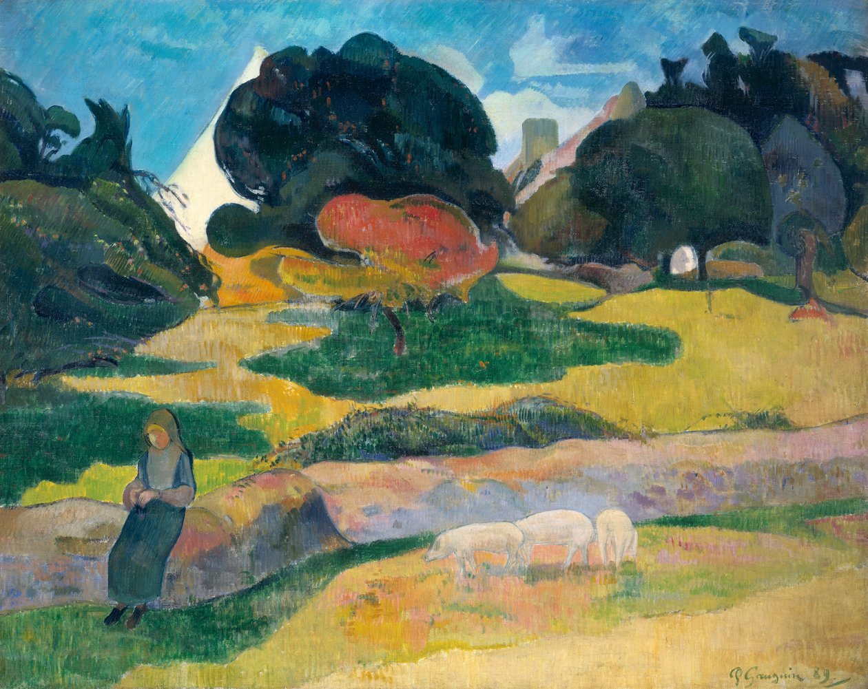 Dívka pasoucí prasata, 1889 od Paul Gauguin
