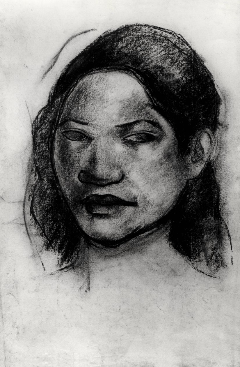 Hlava Tahiťana (uhlí na papíře) od Paul Gauguin