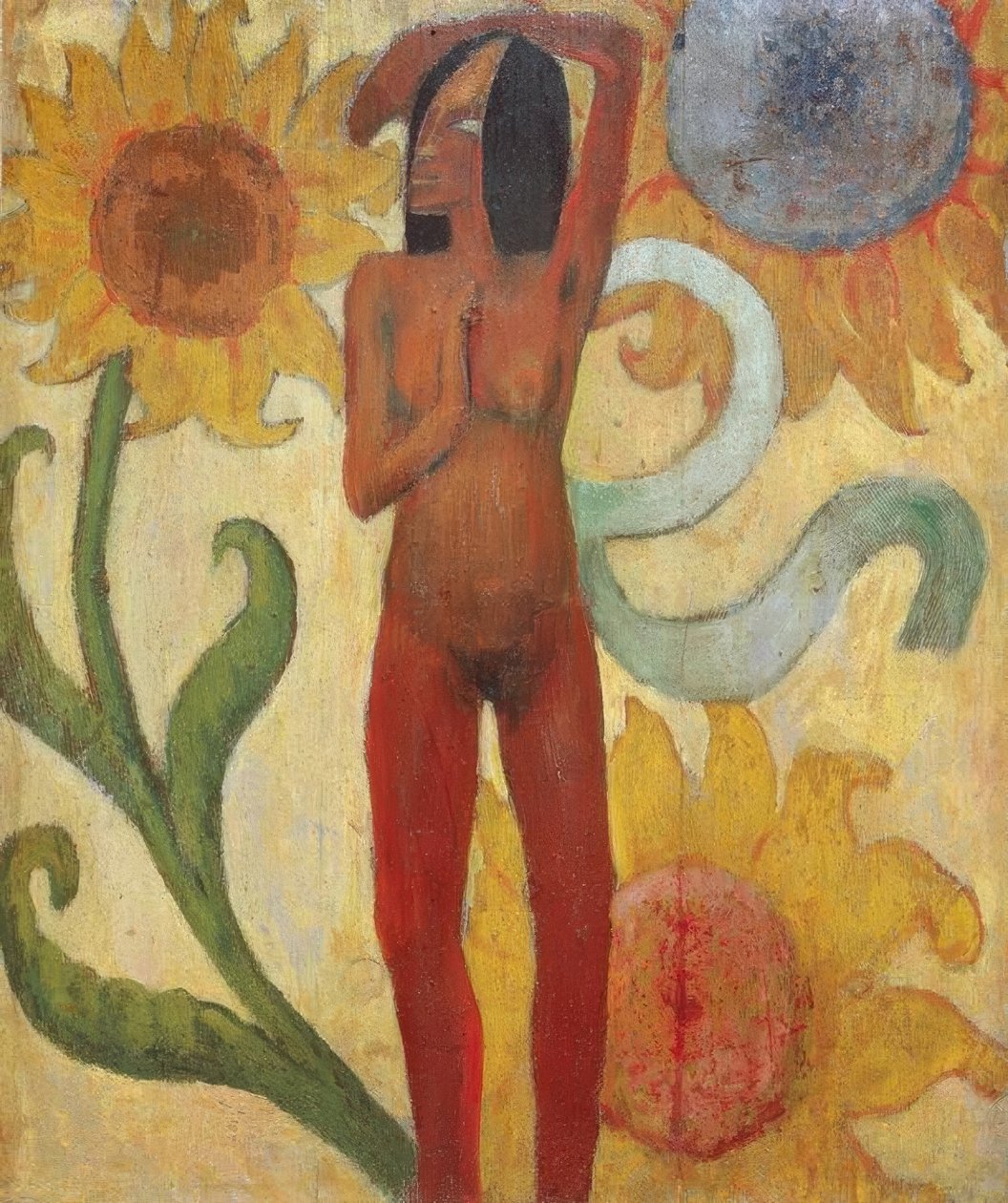Nahá ženská postava se slunečnicemi (nebo karibská žena) od Paul Gauguin