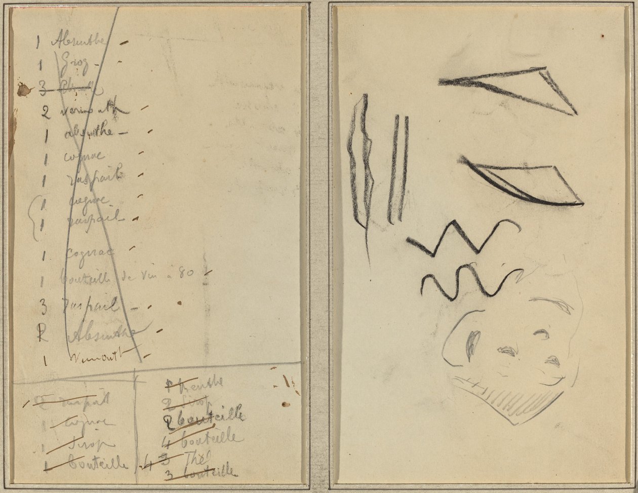 "Neige" (Sníh); Itinerář [recto] od Paul Gauguin