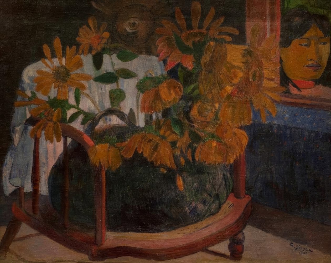 Slunečnice na křesle od Paul Gauguin