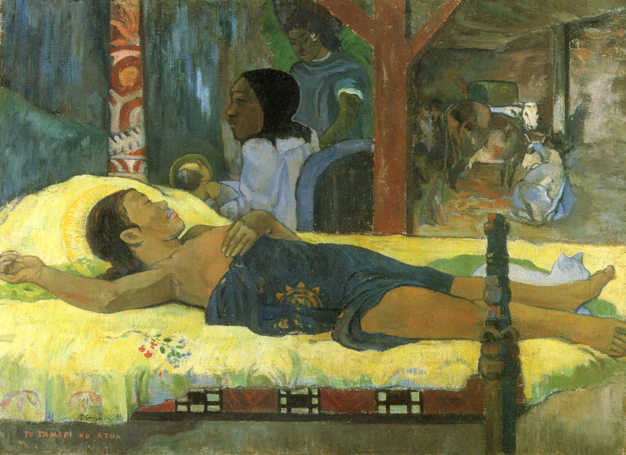 Tahitština:  Te Tamari no Atua Zrození od Paul Gauguin