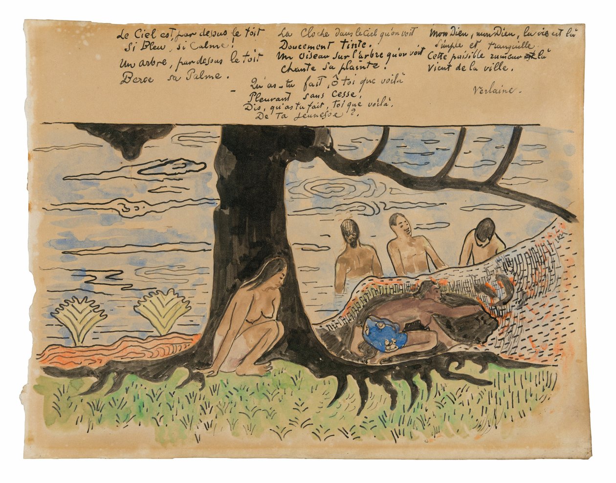 Tahiťané rybaření od Paul Gauguin