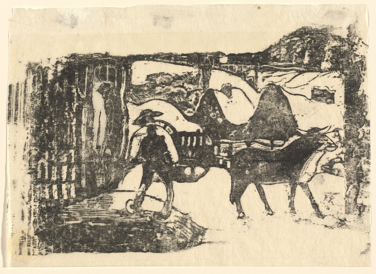 Volský povoz (Le char a boeufs) od Paul Gauguin