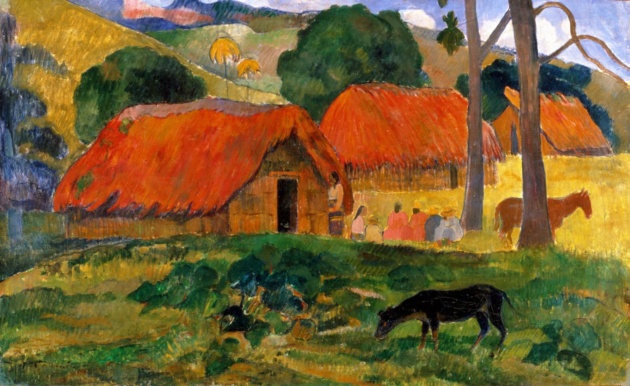 Tři chatrče, Tahiti od Paul Gauguin