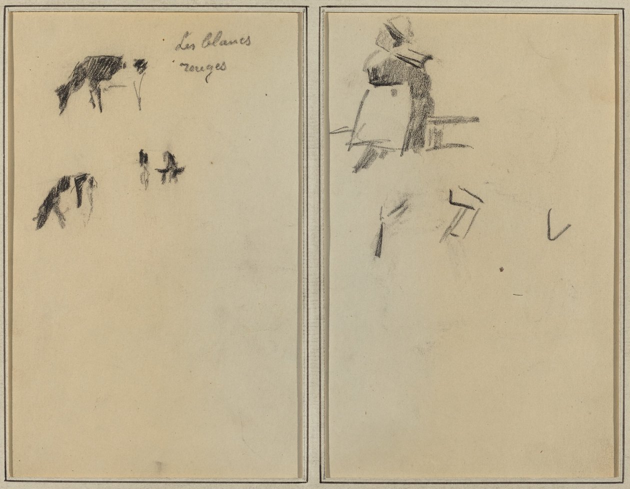 Dvě krávy; Sedící Bretonka [verso] od Paul Gauguin