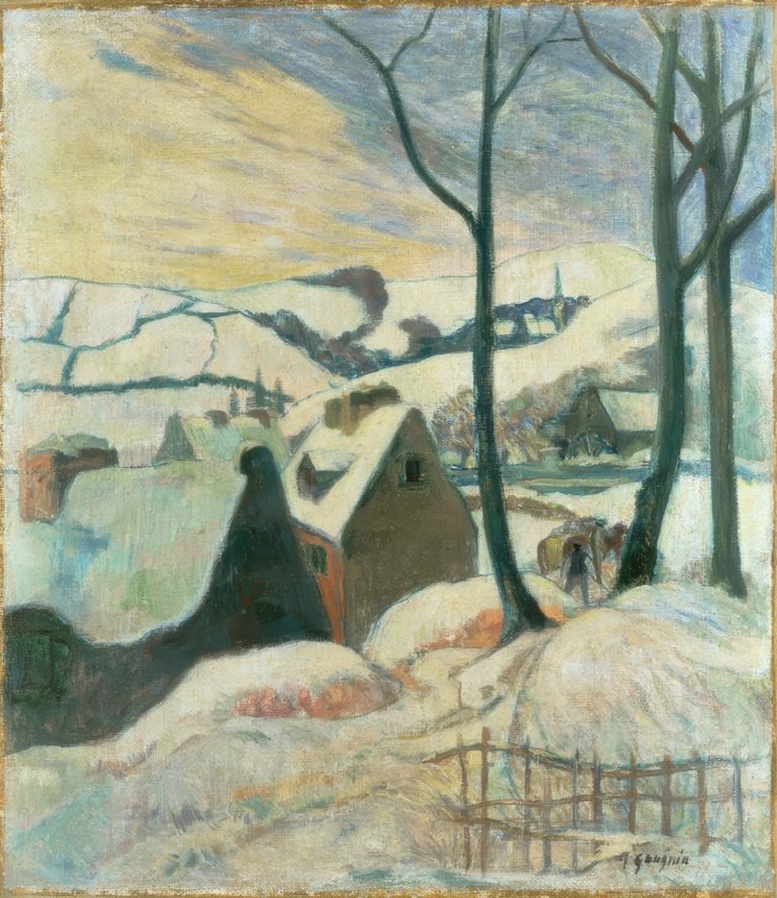 Vesnice pod sněhem od Paul Gauguin
