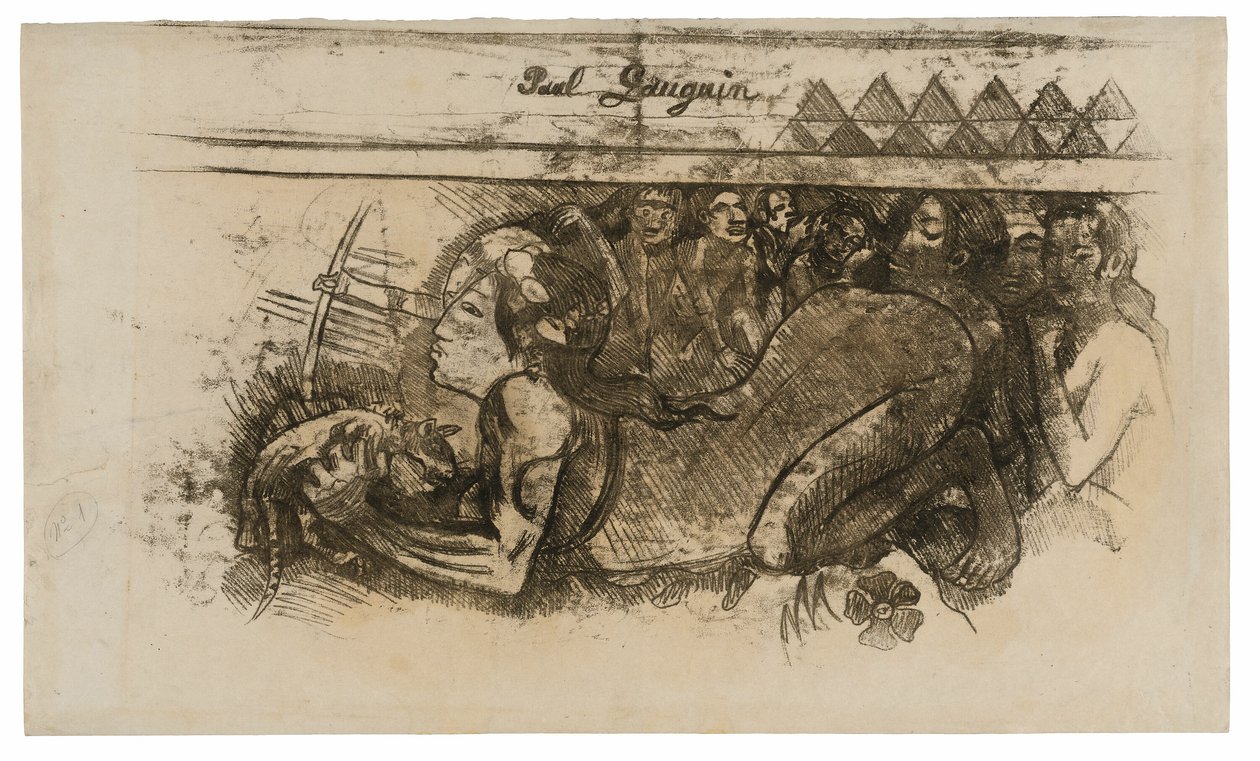 Žena s kočkou od Paul Gauguin